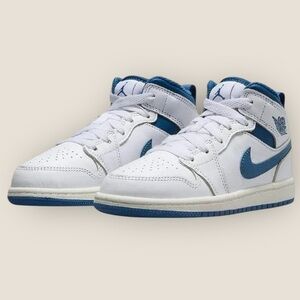 Nike Air Jordan 1 Mid White/Blue – Kids’ Size 3Y